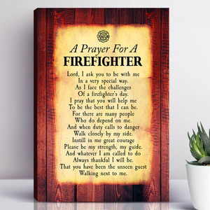 A Prayer For A Firefighter Canvas Wall Art