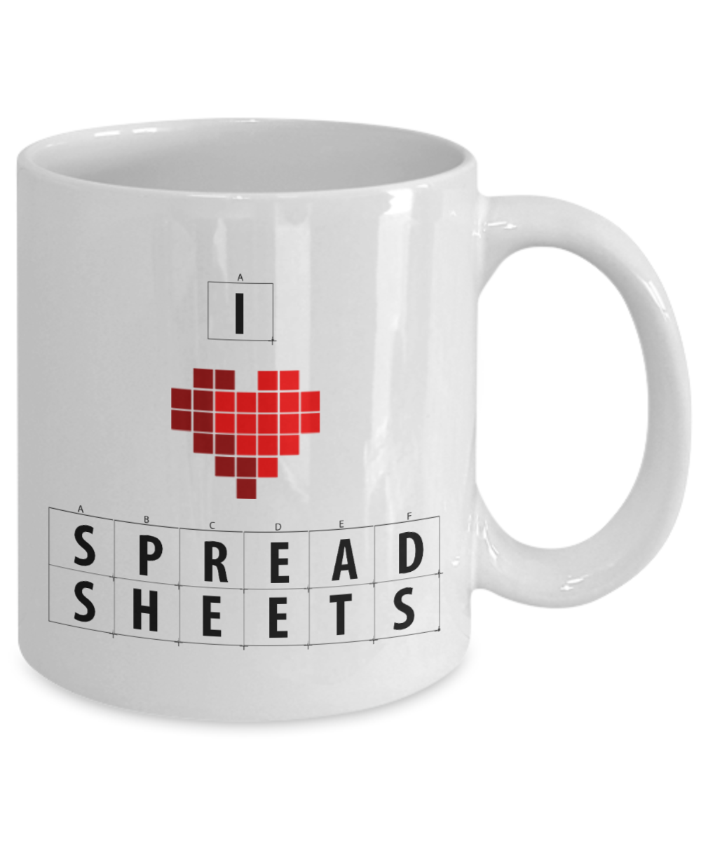 I Love Spreadsheets, Mug