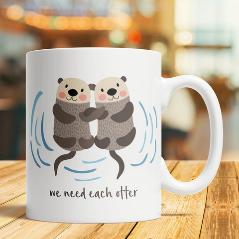 Image of Sea Otter Couple Holding Hands, Mug