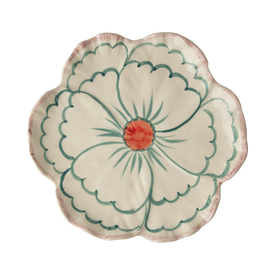 Ceramic Flower Shaped Side Plate with Pink Border