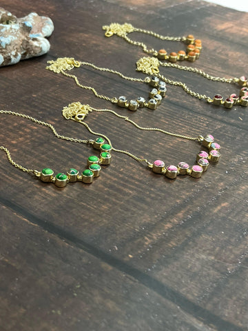 Image of "The Golden Collection" Desert Jewels Handmade Natural Multi Stone Gold Plated Necklace