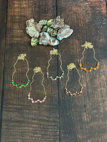 Image of "The Golden Collection" Desert Jewels Handmade Natural Multi Stone Gold Plated Necklace