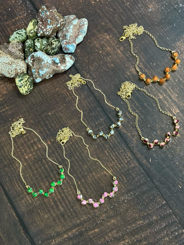 Image of "The Golden Collection" Desert Jewels Handmade Natural Multi Stone Gold Plated Necklace