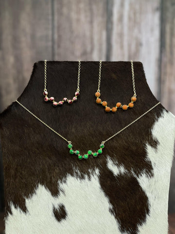Image of "The Golden Collection" Desert Jewels Handmade Natural Multi Stone Gold Plated Necklace
