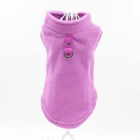 Image of Blank Dog Vest Soft Fleece Clothes For Small Dogs Solid Candy Color Dog T Shirt With Dog Harness Leash Dog Cold Weather Coat Warm Dog Jumpers Soft Fleece Vest Jacket with Leash Ring Costume for Puppy Small Dogs