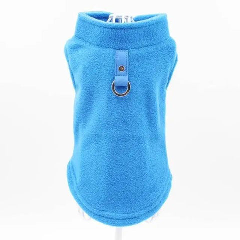 Image of Blank Dog Vest Soft Fleece Clothes For Small Dogs Solid Candy Color Dog T Shirt With Dog Harness Leash Dog Cold Weather Coat Warm Dog Jumpers Soft Fleece Vest Jacket with Leash Ring Costume for Puppy Small Dogs