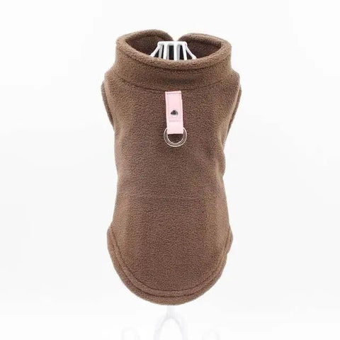 Image of Blank Dog Vest Soft Fleece Clothes For Small Dogs Solid Candy Color Dog T Shirt With Dog Harness Leash Dog Cold Weather Coat Warm Dog Jumpers Soft Fleece Vest Jacket with Leash Ring Costume for Puppy Small Dogs
