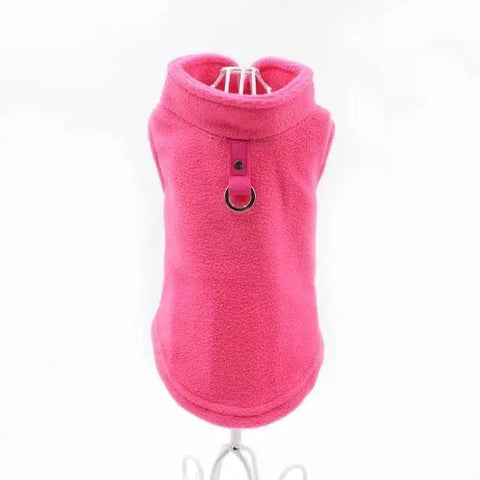 Image of Blank Dog Vest Soft Fleece Clothes For Small Dogs Solid Candy Color Dog T Shirt With Dog Harness Leash Dog Cold Weather Coat Warm Dog Jumpers Soft Fleece Vest Jacket with Leash Ring Costume for Puppy Small Dogs
