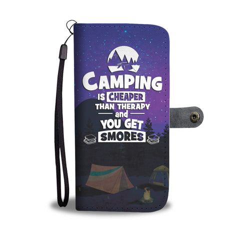 Image of Camping Is Cheaper Than Therapy And You Get Smores Wallet Phone Case