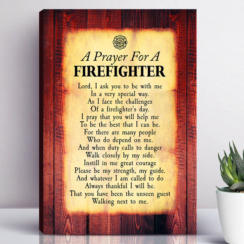 A Prayer For A Firefighter Canvas Wall Art