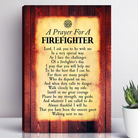 Image of A Prayer For A Firefighter Canvas Wall Art