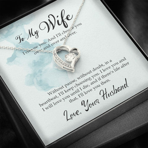 Image of Gift For Wife - Forever Love Necklace, White Gold / Yellow Gold Finish!