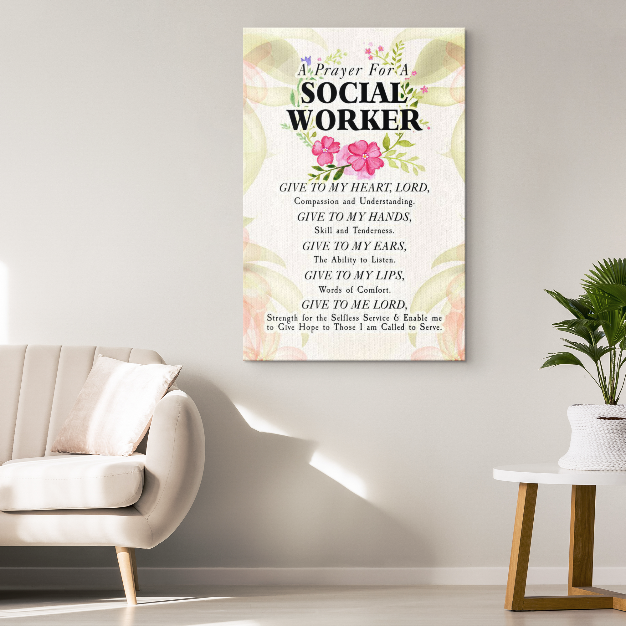 A Prayer For A Social Worker Floral Wall Art