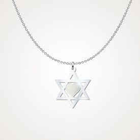 Star Of David Heart Silver Necklace