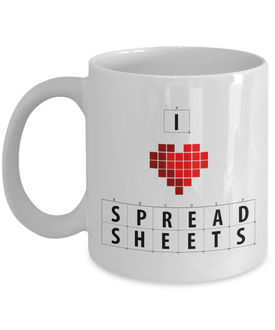 I Love Spreadsheets, Mug