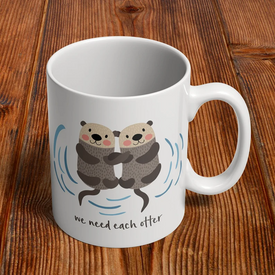 Sea Otter Couple Holding Hands, Mug