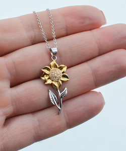 Gift To Daughter From Mom - Sterling Silver Handmade Sunflower Necklace
