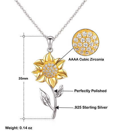 Image of Gift To Daughter From Mom - Sterling Silver Handmade Sunflower Necklace