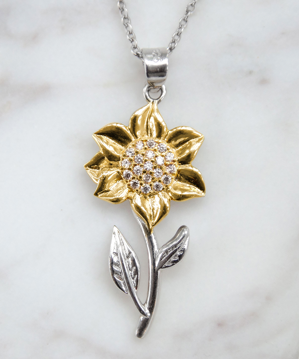 Gift To Daughter From Mom - Sterling Silver Handmade Sunflower Necklace!