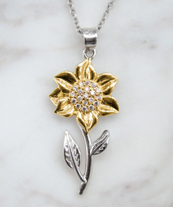 Gift To Daughter From Mom - Sterling Silver Handmade Sunflower Necklace